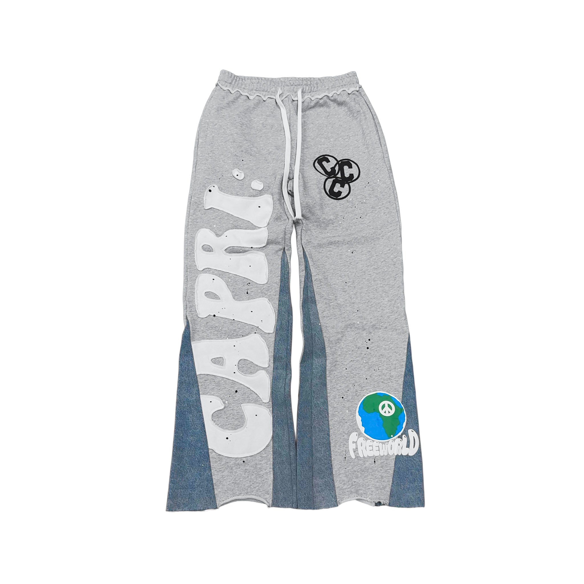 DENIM FLARED SWEATS.