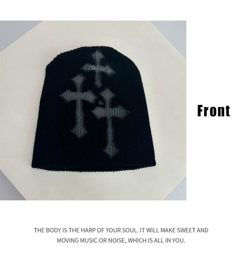 Street Letter Print Knitted Hats Y2K Warm Personal Versatile Casual Beanies Autumn and Winter New Unisex Fashion Japanese Niche