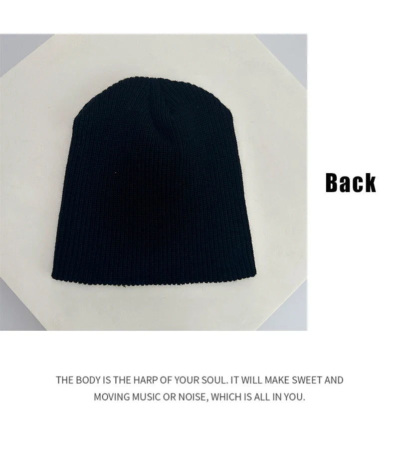 Street Letter Print Knitted Hats Y2K Warm Personal Versatile Casual Beanies Autumn and Winter New Unisex Fashion Japanese Niche