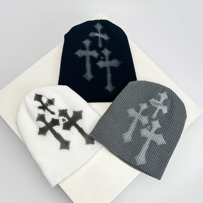 Street Letter Print Knitted Hats Y2K Warm Personal Versatile Casual Beanies Autumn and Winter New Unisex Fashion Japanese Niche